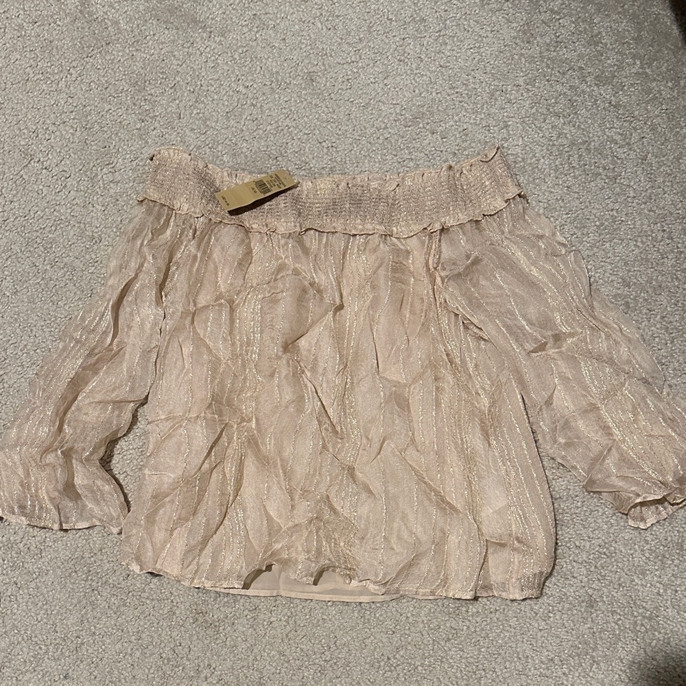 American Eagle Outfitters Shimmering Blush Blouse